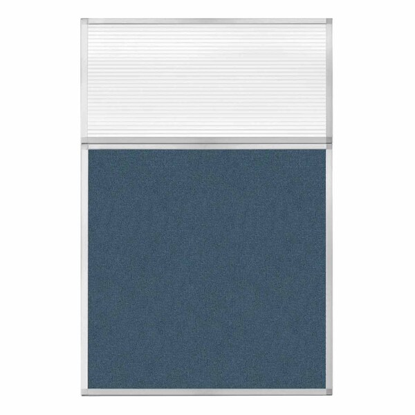 Hush Panel Configurable Cubicle Partition 4' x 6' W/ Window Caribbean Fabric Clear Fluted Window